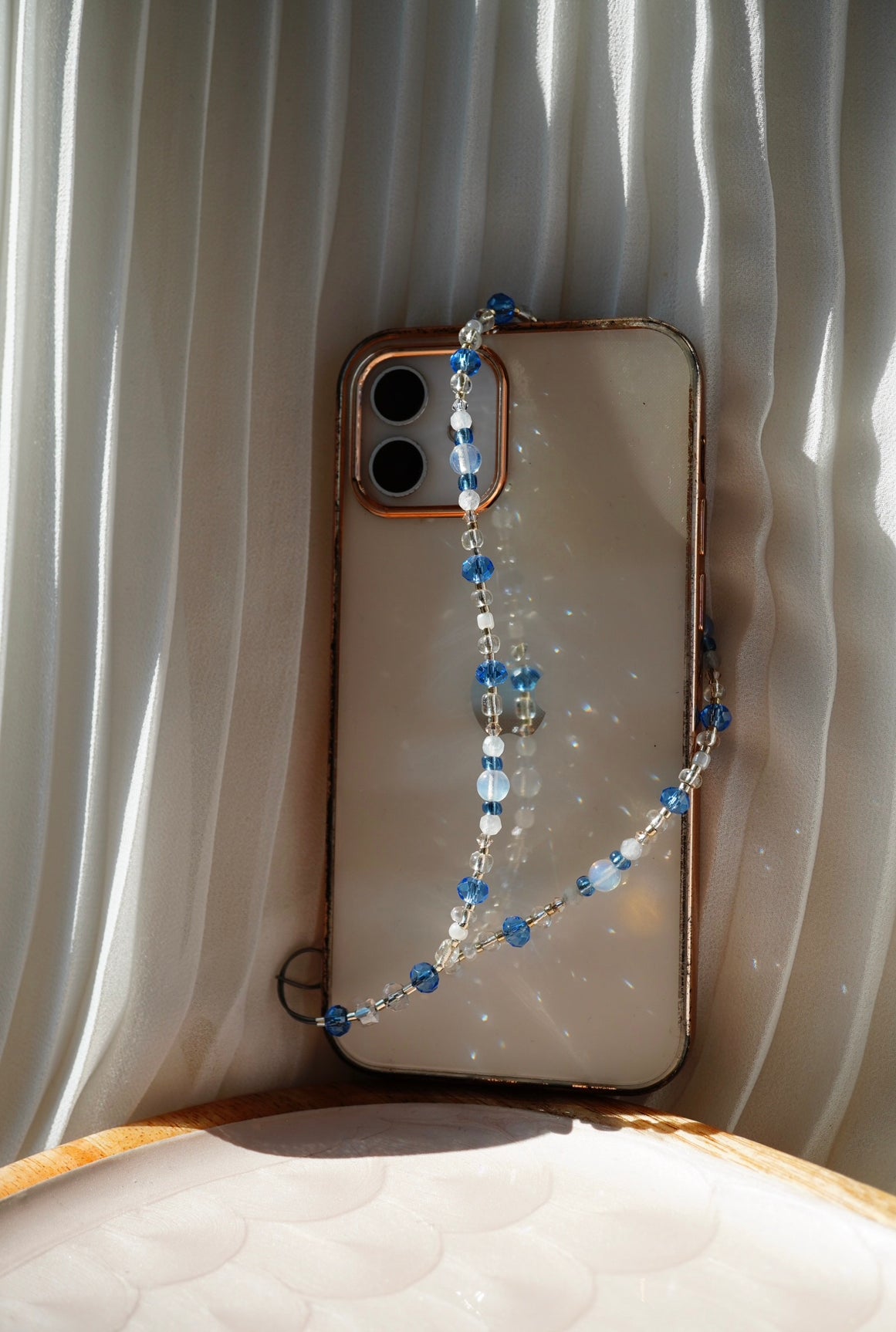 A Luna Moonstone Blue Wristlet Phone Strap