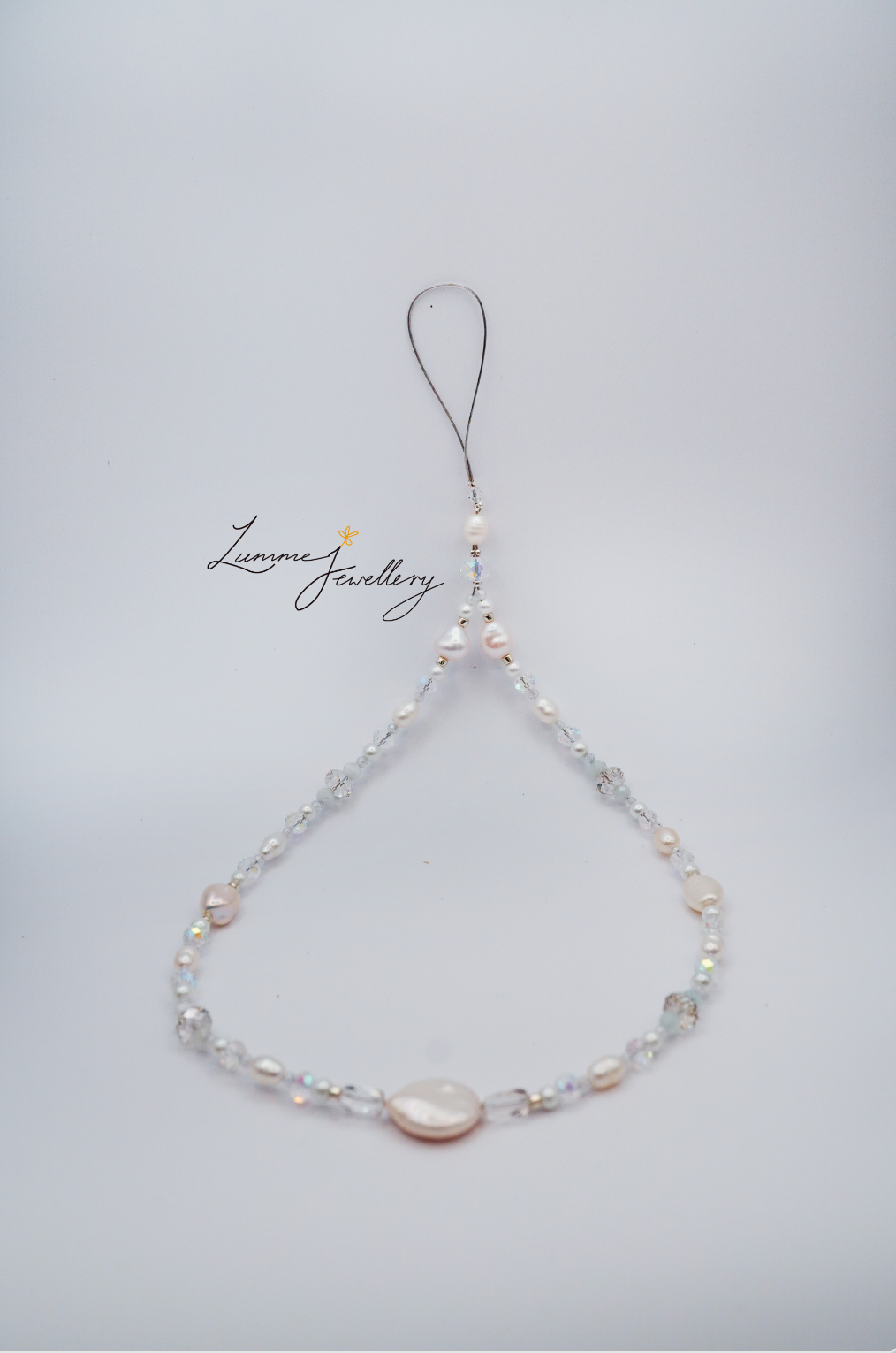 pearl crystal phone charm