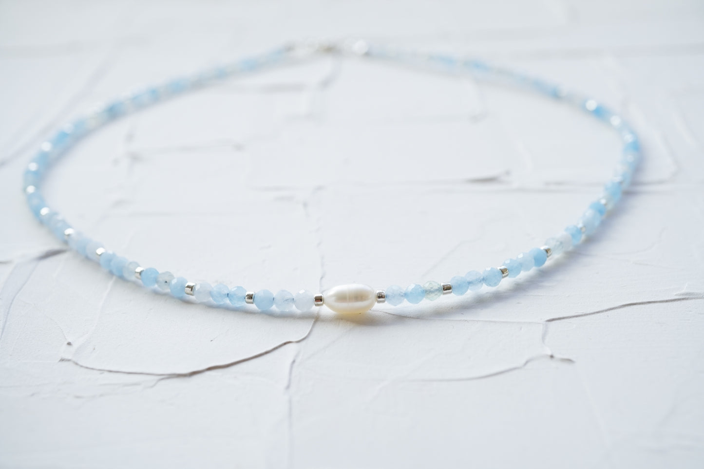 Choker style Aquamarine Pearl necklace