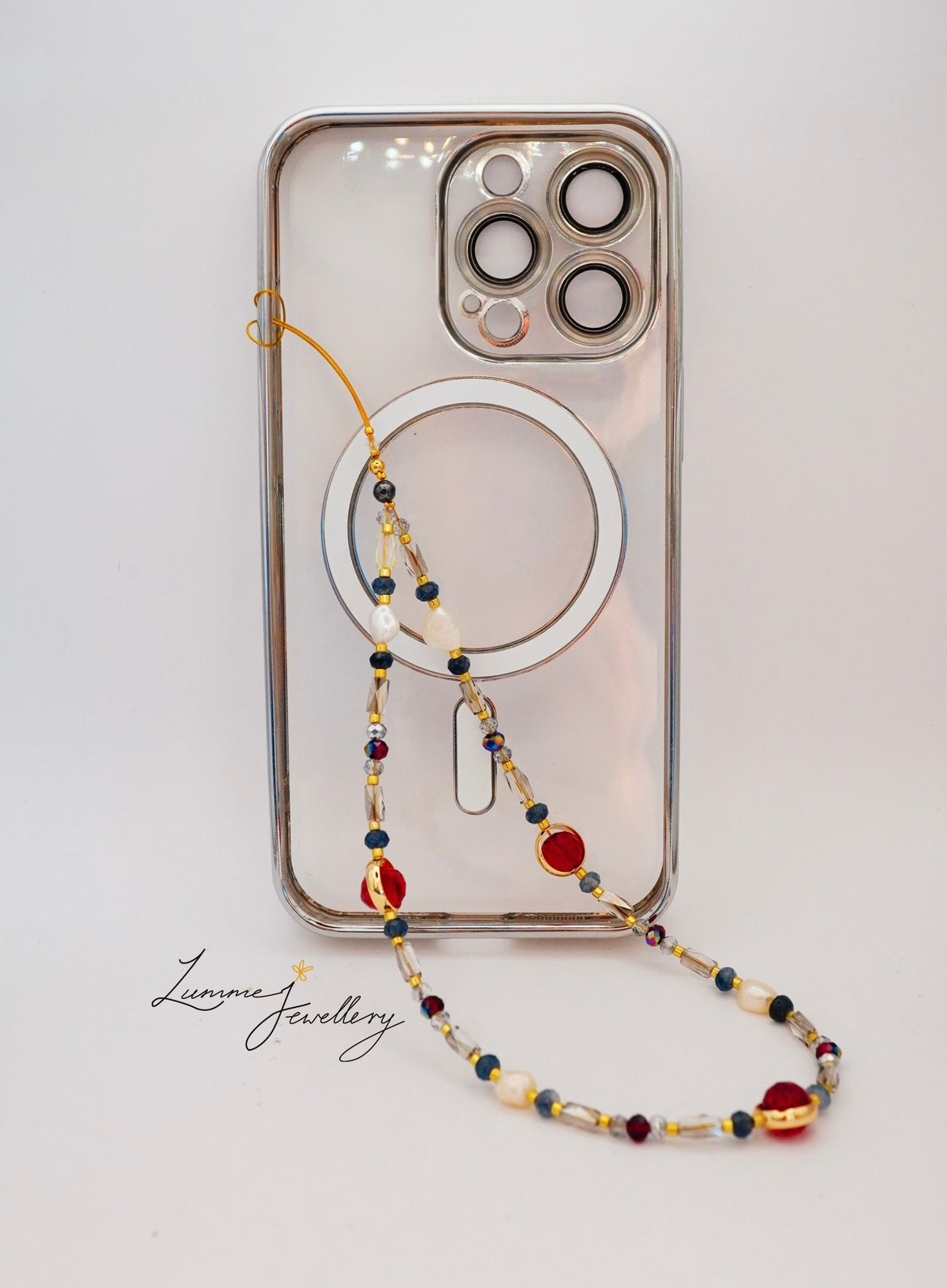 red gold blue sandstone and pearl gorgeous phone wristlet